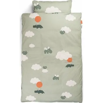 Povlečení DONE BY DEER povlečení HAPPY CLOUDS GOTS 100x140cm/40x60cm Zelená