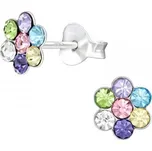 Dětské stříbrné náušnice Květinka s Krystaly Ag 925/1000