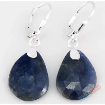 Náušnice Náušnice z broušeného safíru QA, stříbro Ag 925/1000, cca 20 x 13 mm (SFF1212U)