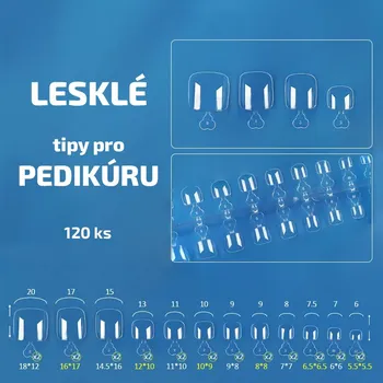 Umělé nehty Koskoe Tipy na pedikúru - lesklé; 120 ks
