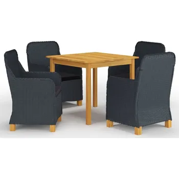 Zahradní sestava vidaXL 5dílný zahradní jídelní set světle šedý [3067757] Barva: Tmavě šedá