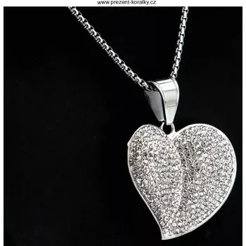 Přívěsek Ocelový přívěsek se SW kamínky srdce (Přívěsek z oceli srdce)