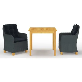 Zahradní sestava vidaXL 3dílný zahradní jídelní set tmavě šedý [3067756] Barva: Tmavě šedá