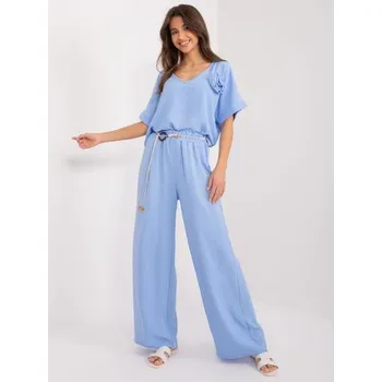 Dámské kalhoty Dámské kalhoty zlátky světle modré