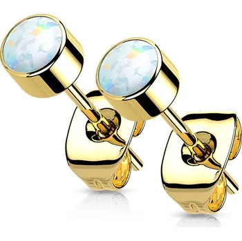 Náušnice Steel Edge Titanové náušnice pecky s opálem SET23ER06-3 Barva: Zlatá