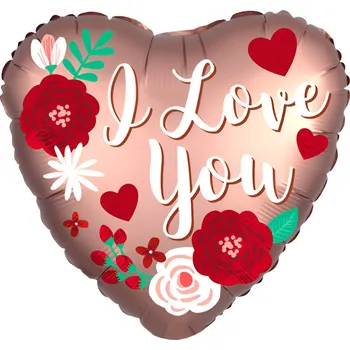 Balónek Amscan / Reithmüller Balonek fóliový srdce I love you saténový, 43 cm