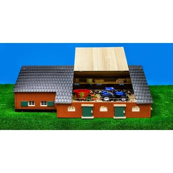Figurka Kids Globe 610111 Statek dřevěný s hospodářským stavením 1:32 (Dřevěná farma)