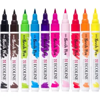 Royal Talens Akvarelové fixy se štětcovým hrotem ECOLINE sada (10ks) zářivé odstíny