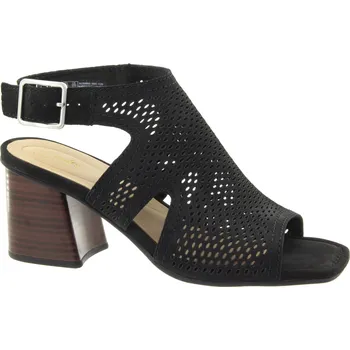 Dámské sandále CLARKS Dámské černé kožené sandály na podpatku 26176344-BLACK-255 Velikost 37,5