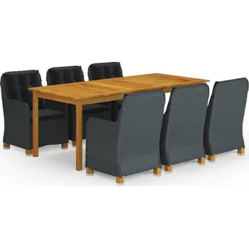 Zahradní sestava vidaXL 7dílný zahradní jídelní set tmavě šedý [3067938] Barva: Tmavě šedá a černá