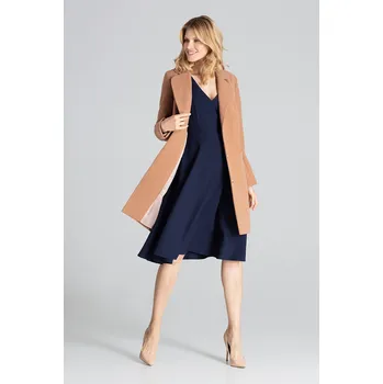 Dámský kabát Elegantní světle hnědý kabát M670 Beige Velikost: S