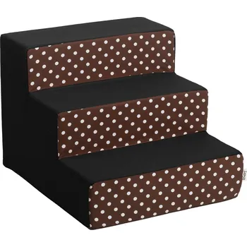 Schody a rampa pro psa Iridog Schody pro psy STEPPIE no.2 černo hnědé s puntíky v45 x š50 x d60 cm