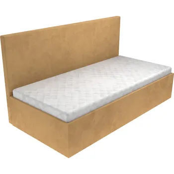 Postel Čalouněná postel Annabella s hladkým čelem, lamelovým roštem a úložným prostorem - Béžová, 80 x 200 cm, Bez navýšení, Bez matrace