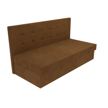 Postel Čalouněná postel Ava s čelem s knoflíky, lamelovým roštem a úložným prostorem - Hnědá, 80 x 200 cm, Bez navýšení, Molitanová 13 cm