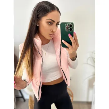 Dámská vesta Stylová dámská croptop vesta losos , VELIKOST UNI ( S, M , L )