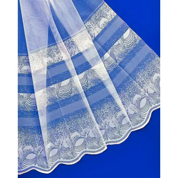 Záclona Žakárová záclona V458 vzorované proužky, s bordurou, bílá, výška 250cm (v metráži)