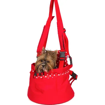 Psí batoh Iridog Batoh na psa 2v1 SKIPPIE no.2 červený s puntíkem v26 x d32 x š20 cm