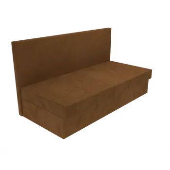 Postel Čalouněná postel Ava s hladkým čelem, lamelovým roštem a úložným prostorem - Hnědá, 80 x 200 cm, Bez navýšení, Molitanová 13 cm