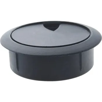 Nábytkové kování Kabelová průchodka Ø 70mm, plastová, černá