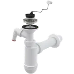 Alcadrain A41PR SIFON UMYVADLOVÝ DN40 S PŘÍPOJKOU A NEREZOVOU MŘÍŽKOU DN63, ŘETÍZEK