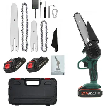 Ruční pilka Akumulátorová ruční mini pilka Eurosonic + 2x baterie + 2 řetěz - BEZÚHLÍKOVÝ MOTOR