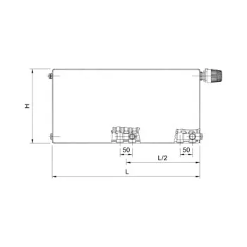 Radiátor Deskový radiátor Rotheigner Plan 11 500 x 500 mm 8 přípojek (boční, dole vpravo nebo uprostřed)