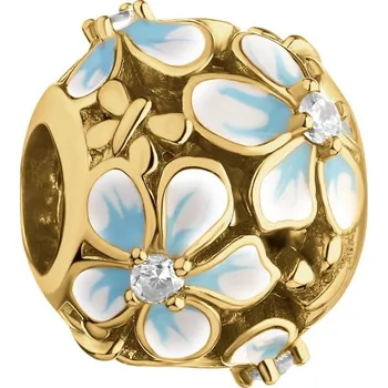 Přívěsek Pozlacený stříbrný přívěsek Beads se zirkony a smaltem - květiny - AP535-4134