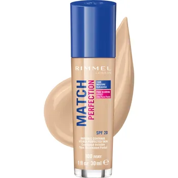 Rimmel London Match Perfection tekutý make-up SPF20 30 ml, 100 Ivory