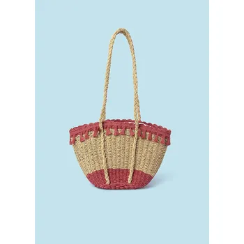 Plážová taška Taška proutěná s třásněmi růžová JUNIOR Mayoral