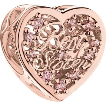 Přívěsek Pozlacený stříbrný přívěsek Beads se zirkony - srdce, sestra - AP536-7873