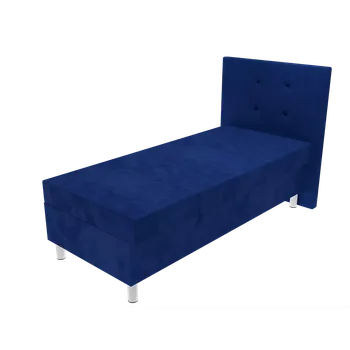 Postel Čalouněná postel Poppy na nohách s čelem s vtahy, lamelovým roštem a úložným prostorem - Modrá, 80 x 200 cm, +10 cm úložný prostor, Molitanová 13 cm