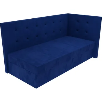 Postel Čalouněná postel Chloe s čelem s vtahy, lamelovým roštem a úložným prostorem - Modrá, 80 x 200 cm, +5 cm úložný prostor, Molitanová 13 cm