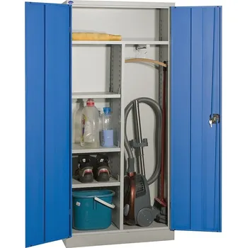 Policová skříň Úklidová skříň 180 x 80 x 38 cm, šedá/modrá