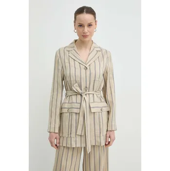 Dámské sako Sako s příměsí lnu MAX&Co. 2416041044200 béžová 80X, vel. 38