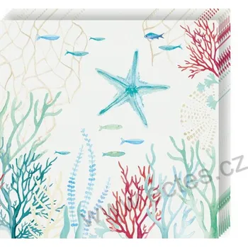 Papírový ubrousek Easy Life UNDER THE SEA papírové dezertní ubrousky pod mořem: korály, rybky a hvězdice 20 ks