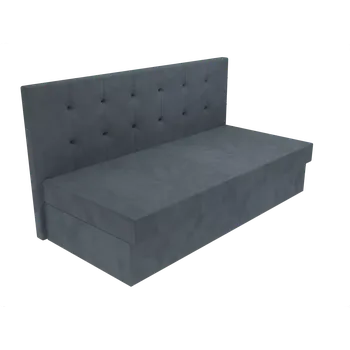 Postel Čalouněná postel Ava s čelem s vtahy, lamelovým roštem a úložným prostorem - Šedá, 80 x 200 cm, +5 cm úložný prostor, Molitanová 13 cm