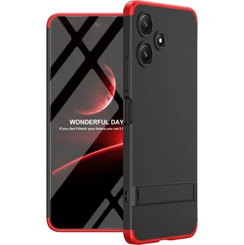 Pouzdro na mobilní telefon GKK 360° Ochranný kryt pro Xiaomi Redmi 12 5G černo-červený