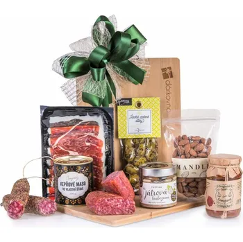 Dárkový potravinový koš Dárkový koš Prkénko s masem a uzeninami