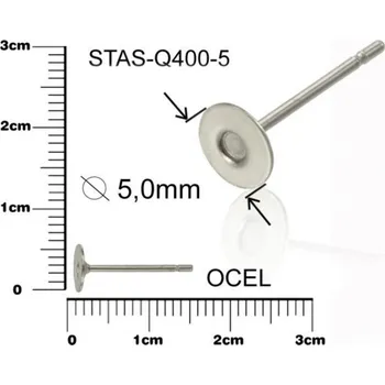 Materiál na výrobu šperku Puzeta s ploškou 5mm CHIRURGICKÁ OCEL ozn.-STAS-Q400 5