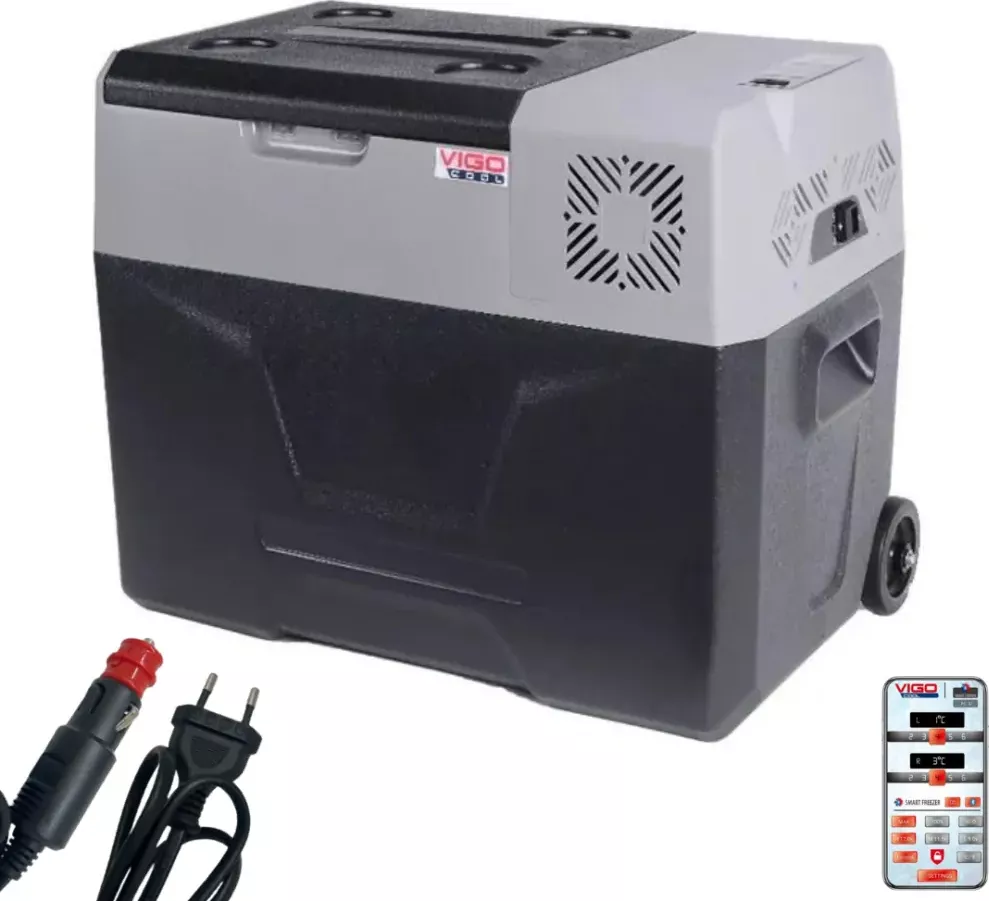 Přenosná kompresorová autochladnička Vigo Cool V40W, 40 l, 12/24/230V, Rukojeť a kolečka