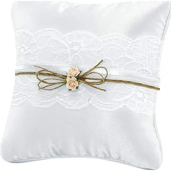 Svatební dekorace Polštářek na snubní prstýnky 16x16cm, meruňkové růžičky