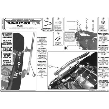 Zavazadlo na motocykl Nosič zadního kufru Yamaha Fzs 1000 Fazer 2001-2005