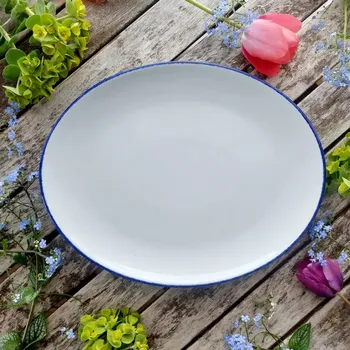 Talíř OPTIMO HANDPAINTED talíř oválný 28 cm, modrá linka, G. Benedikt 1882 (Porcelánový talíř 2. jakost)