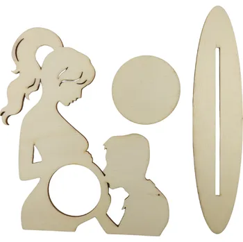 Dřevěná hračka Dřevěný výřez z překližky, MAMINKA S TATÍNKEM, dlouhé vlasy, velký, 18x21cm, 3ks/sada