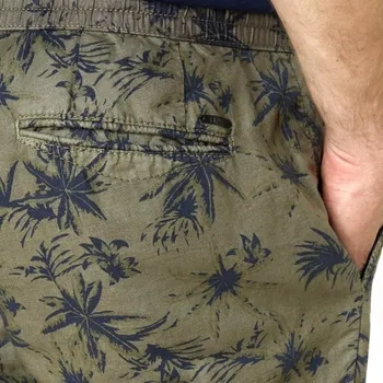 Pánské kraťasy Pánské kraťasy lněné khaki potisk palmy 89062/1900 Redpoint ODE-P20523 - 136