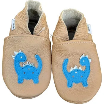 Capáčky EVTODI Kožené capáčky s koženou podrážkou dinosaurus 12-18 měsíců Béžová 21,5