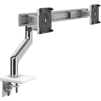 Držák monitoru Humanscale M8.1 držák pro dva monitory upevnění na svěrku bílá-leštěný hliník