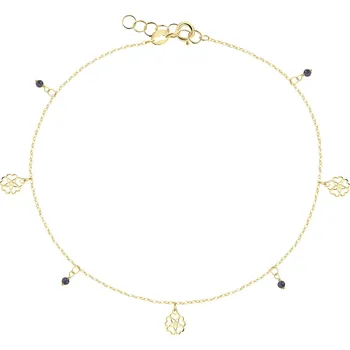 Náramek Zlatý náramek na kotník se sklem, anker - čtyřlístky - AP538-1150