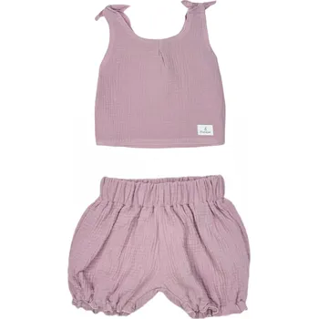Kojenecká souprava Mimilove Letní mušelínová kraťásková souprava vel. 1-2 roky Růžová