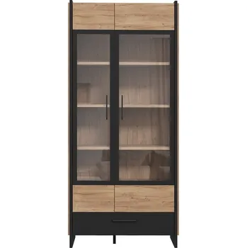 police Vysoká vitrína EVIA, dub waterford/černá, 5 let záruka +možnost VÝNOSU + vyzvednutí ZDARMA